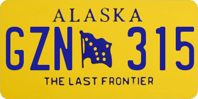 AK license plate GZN315