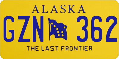 AK license plate GZN362