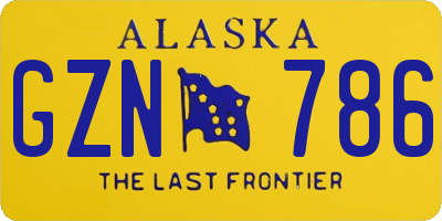 AK license plate GZN786