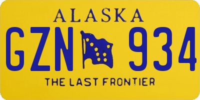 AK license plate GZN934