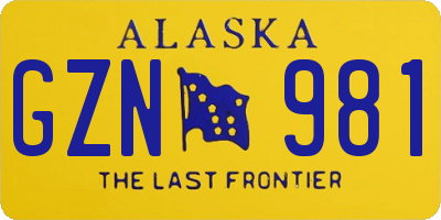 AK license plate GZN981