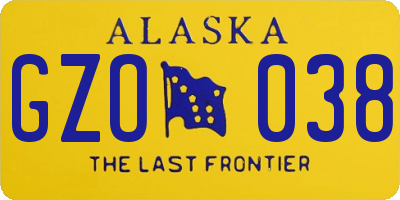 AK license plate GZO038