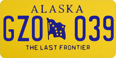 AK license plate GZO039