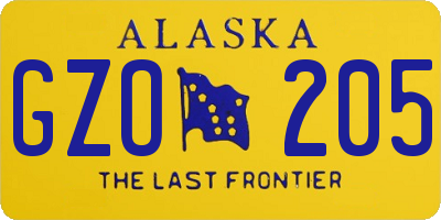 AK license plate GZO205