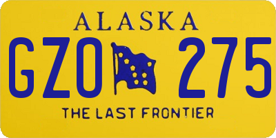 AK license plate GZO275