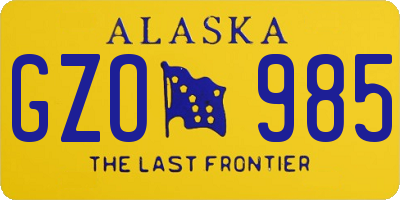 AK license plate GZO985