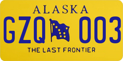 AK license plate GZQ003