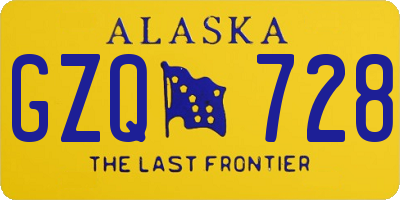 AK license plate GZQ728