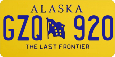 AK license plate GZQ920