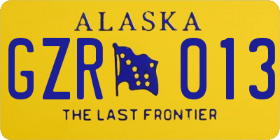 AK license plate GZR013