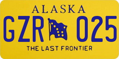 AK license plate GZR025