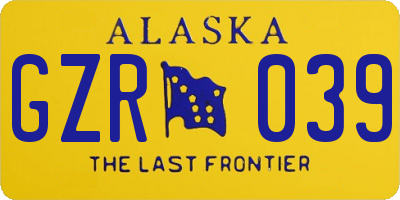 AK license plate GZR039