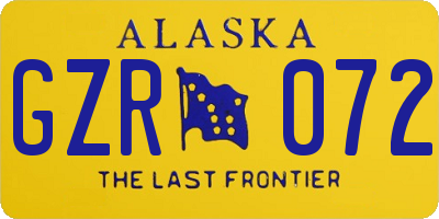 AK license plate GZR072