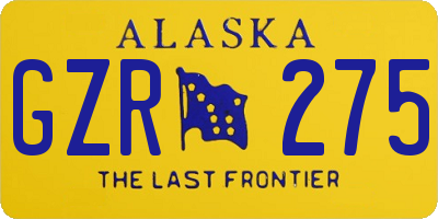 AK license plate GZR275