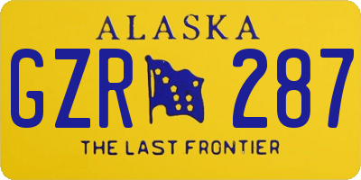 AK license plate GZR287