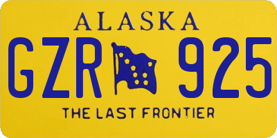 AK license plate GZR925