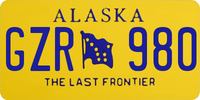 AK license plate GZR980