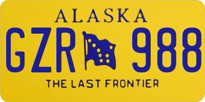 AK license plate GZR988