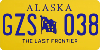 AK license plate GZS038