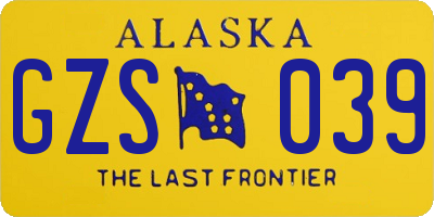 AK license plate GZS039