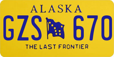 AK license plate GZS670