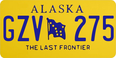 AK license plate GZV275