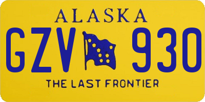 AK license plate GZV930