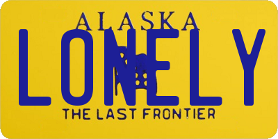 AK license plate LONELY