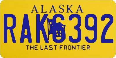 AK license plate RAK6392