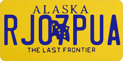 AK license plate RJ07PUA