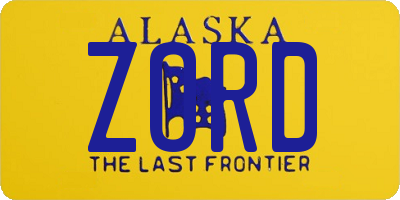 AK license plate ZORD