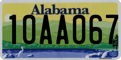 AL license plate 10AA067