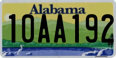 AL license plate 10AA192