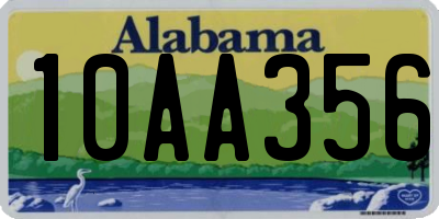 AL license plate 10AA356
