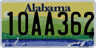 AL license plate 10AA362