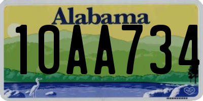 AL license plate 10AA734