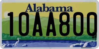 AL license plate 10AA800