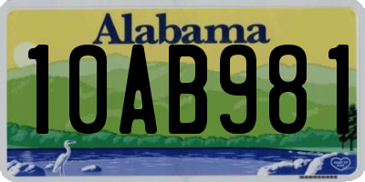 AL license plate 10AB981