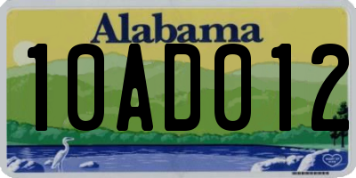AL license plate 10AD012