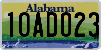 AL license plate 10AD023