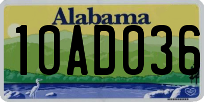 AL license plate 10AD036