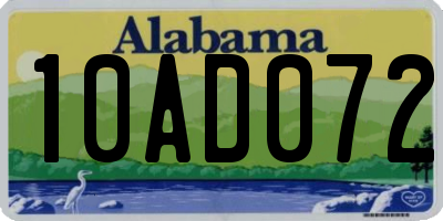AL license plate 10AD072