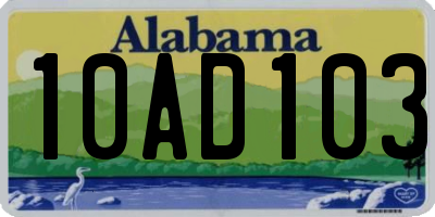 AL license plate 10AD103