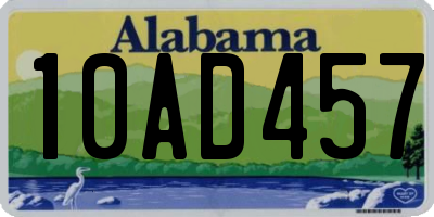 AL license plate 10AD457