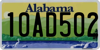 AL license plate 10AD502