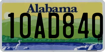AL license plate 10AD840