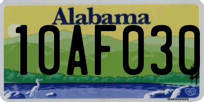 AL license plate 10AF030