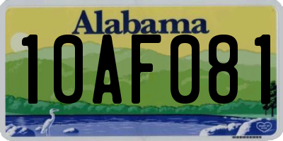 AL license plate 10AF081