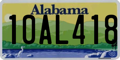 AL license plate 10AL418