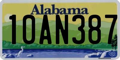 AL license plate 10AN387